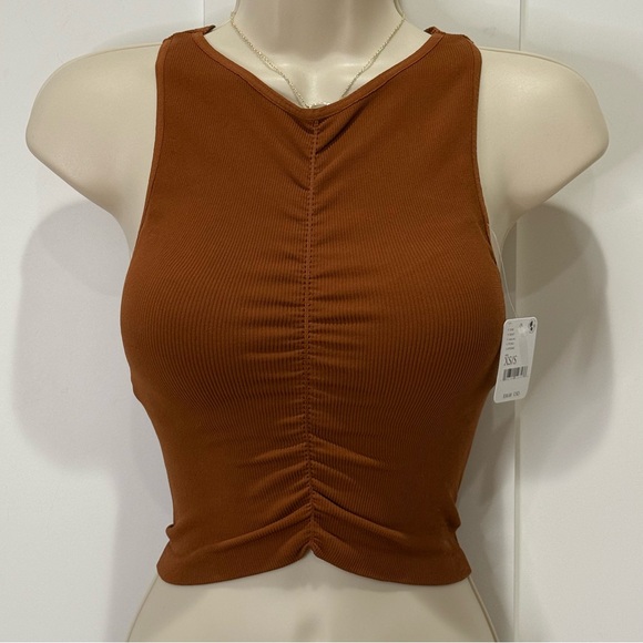 NWT Free People Intimately Ruched Front Seamless Cami Tank Top XS Brown Minimal - Picture 2 of 7